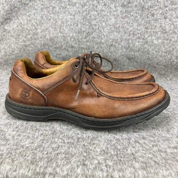 ✅Mens 9/9.5 Timberland Brown Leather Oxford Shoes Moc-Toe Comfort System✅Peeling - Picture 8 of 14
